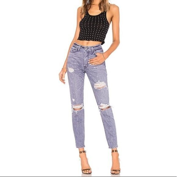 GRLFRND KAROLINA You Got The Look Distressed High Rise Button Fly Jeans Sz 23 - Picture 1 of 16